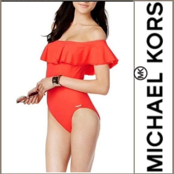 Michael Kors Other - Michael Kors 12 Off The Shoulder Ruffled Swimsuit
